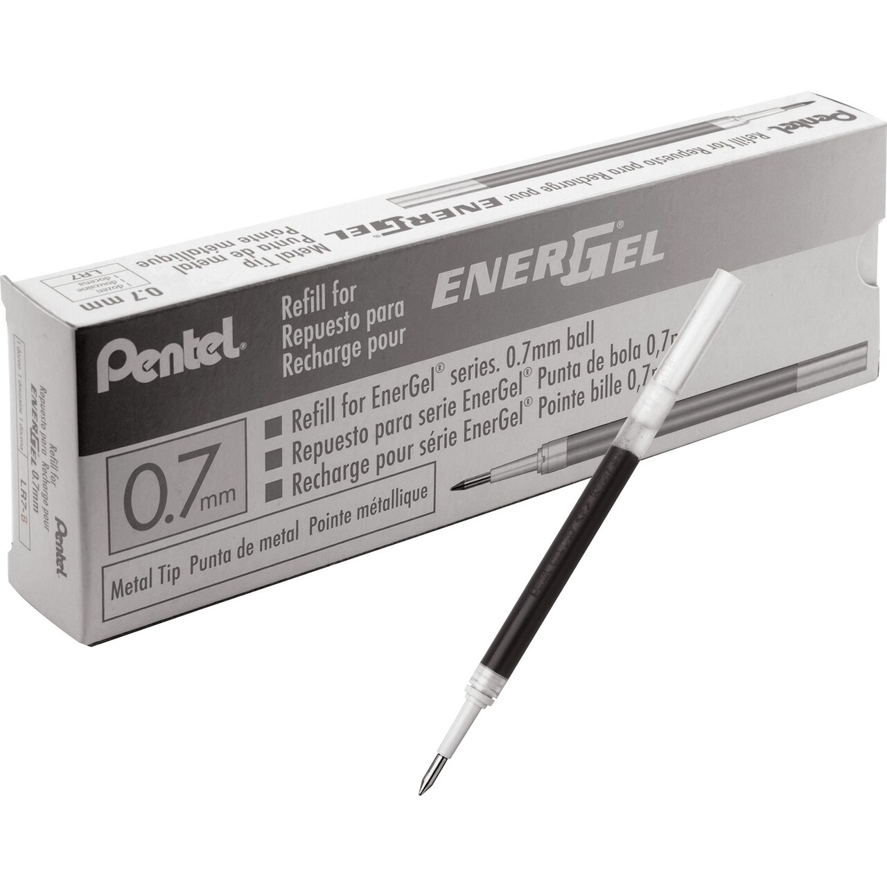 Pentel Gel Pen Refills for EnerGel 0.7mm Fine 12/BX Black Ink